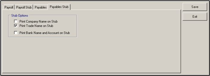 Payables stub tab 2019